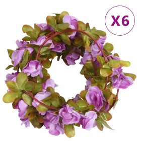 Guirnaldas de flores de Navidad 6 uds morado claro 250 cm de , Coronas y guirnaldas - Ref: Foro24-359043, Precio: 13,66 €, De...