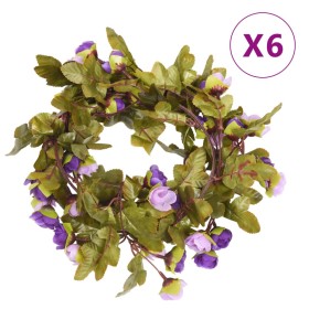 Guirnaldas de flores de Navidad 6 uds morado claro 215 cm de , Coronas y guirnaldas - Ref: Foro24-359060, Precio: 19,13 €, De...