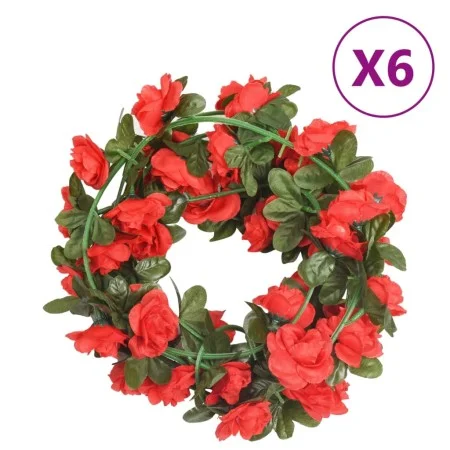 Guirnaldas de flores de Navidad 6 uds rojo 240 cm de , Coronas y guirnaldas - Ref: Foro24-359069, Precio: 13,66 €, Descuento: %