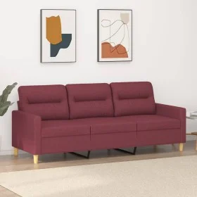Sofá de 3 plazas de tela rojo tinto 180 cm de , Sofás - Ref: Foro24-359249, Precio: 266,39 €, Descuento: %