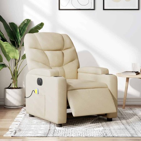 Sillón reclinable de masaje eléctrico tela color crema en Sillones | Comprar online en Foru.es