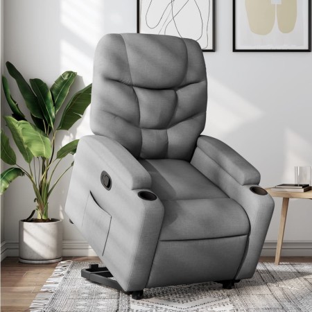 Sillón reclinable elevable de tela gris claro en Sillones | Comprar online en Foru.es