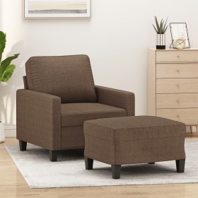 Sillón con taburete tela marrón 60 cm de , Sofás - Ref: Foro24-3201032, Precio: 200,98 €, Descuento: %