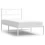 Estructura de cama de metal con cabecero blanco 75x190 cm de , Camas y somieres - Ref: Foro24-355502, Precio: 60,51 €, Descue...