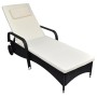 Tumbona con cojín y ruedas ratán sintético negra de vidaXL, Tumbonas - Ref: Foro24-42475, Precio: 176,70 €, Descuento: %