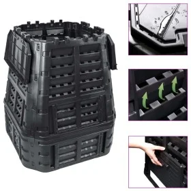 Black garden composter 93.3x93.3x113 cm 740 L by , Composters - Ref: Foro24-146277, Price: 114,85 €, Discount: %