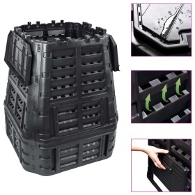 Compostador de jardín negro 93,3x93,3x113 cm 740 L de , Compostadores - Ref: Foro24-146277, Precio: 110,86 €, Descuento: %