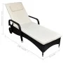 Tumbona con cojín y ruedas ratán sintético negra de vidaXL, Tumbonas - Ref: Foro24-42475, Precio: 146,47 €, Descuento: %