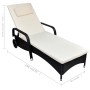 Tumbona con cojín y ruedas ratán sintético negra de vidaXL, Tumbonas - Ref: Foro24-42475, Precio: 176,70 €, Descuento: %