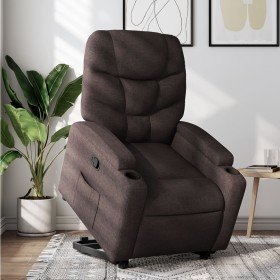 Sillón reclinable elevable tela marrón oscuro en Sillones | Comprar online en Foru.es