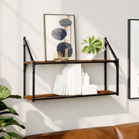 Estantería de pared madera ingeniería marrón roble 80x21x51 cm de , Estantes y estanterías - Ref: Foro24-835468, Precio: 31,6...
