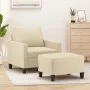 Sillón con taburete tela crema 60 cm de , Sofás - Ref: Foro24-3201031, Precio: 207,62 €, Descuento: %