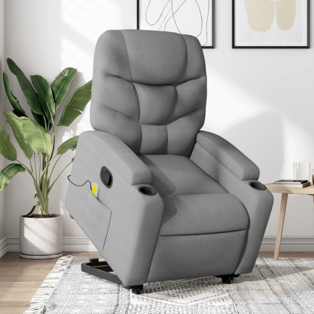 Sillón de masaje reclinable de pie de tela gris claro en Sillones | Comprar online en Foru.es
