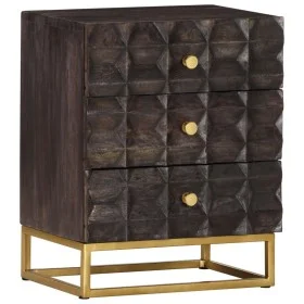 Mesita de noche de madera maciza de mango negro 40x30x50 cm de , Mesitas de noche - Ref: Foro24-320813, Precio: 140,89 €, Des...