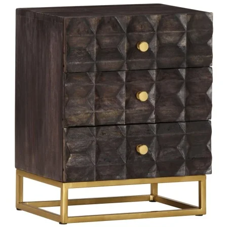 Mesita de noche de madera maciza de mango negro 40x30x50 cm de , Mesitas de noche - Ref: Foro24-320813, Precio: 140,89 €, Des...