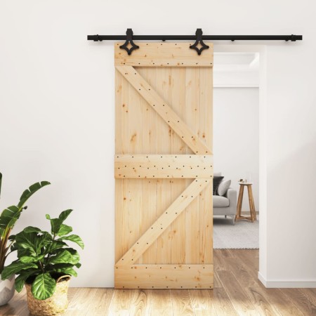 Puerta corredera con herrajes madera maciza de pino 85x210 cm de , Puertas - Ref: Foro24-3203137, Precio: 185,88 €, Descuento: %