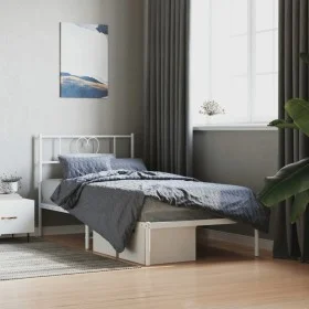 Metal bed frame with white headboard 100x200 cm by , Beds and slatted bases - Ref: Foro24-355507, Price: 63,84 €, Discount: %