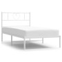 Estructura de cama de metal con cabecero blanco 100x200 cm de , Camas y somieres - Ref: Foro24-355507, Precio: 64,89 €, Descu...