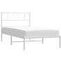 Estructura de cama de metal con cabecero blanco 100x200 cm de , Camas y somieres - Ref: Foro24-355507, Precio: 64,89 €, Descu...
