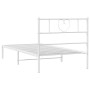 Estructura de cama de metal con cabecero blanco 100x200 cm de , Camas y somieres - Ref: Foro24-355507, Precio: 64,89 €, Descu...