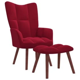 Sillón de relax con taburete terciopelo rojo tinto de , Sillones - Ref: Foro24-328067, Precio: 124,68 €, Descuento: %