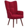 Sillón de relax con taburete terciopelo rojo tinto de , Sillones - Ref: Foro24-328067, Precio: 142,26 €, Descuento: %