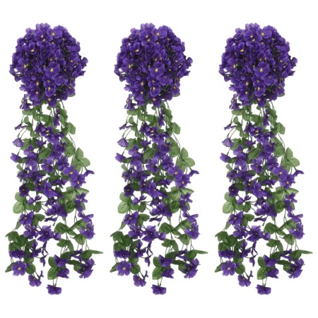 Guirnaldas de flores artificiales 3 uds morado oscuro 85 cm de , Coronas y guirnaldas - Ref: Foro24-359049, Precio: 18,89 €, ...