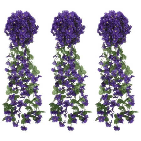Guirnaldas de flores artificiales 3 uds morado oscuro 85 cm de , Coronas y guirnaldas - Ref: Foro24-359049, Precio: 18,71 €, ...