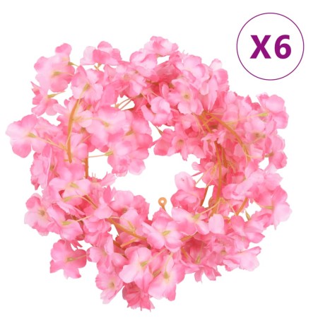 Guirnaldas de flores artificiales 6 uds rosa oscuro 180 cm de , Coronas y guirnaldas - Ref: Foro24-359056, Precio: 20,19 €, D...