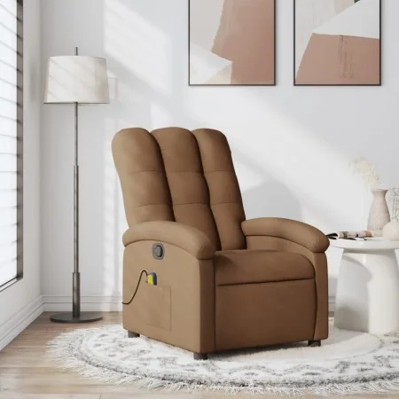 Brown Fabric Massage Recliner by , Armchairs - Ref: Foro24-371743, Price: 220,70 €, Discount: %