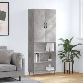 Aparador alto madera contrachapada gris hormigón 69,5x34x180 cm de , Aparadores - Ref: Foro24-3198117, Precio: 129,82 €, Desc...