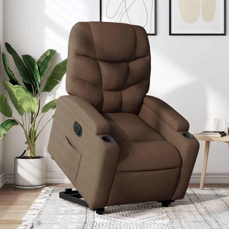 Sillón eléctrico reclinable elevable de tela marrón en Sillones | Comprar online en Foru.es