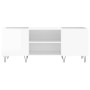 Mueble discos madera contrachapada blanco brillo 121x38x48 cm de vidaXL, Almacenamiento para CD y DVD - Ref: Foro24-831678, P...