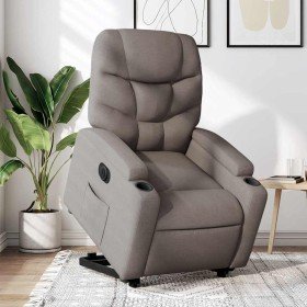 Sillón eléctrico reclinable elevable de tela gris taupe en Sillones | Comprar online en Foru.es