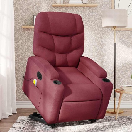 Sillón de masaje elevable eléctrico tela rojo tinto en Sillones | Comprar online en Foru.es