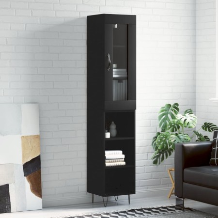 Aparador de madera contrachapada negro 34,5x34x180 cm de , Aparadores - Ref: Foro24-3199394, Precio: 90,04 €, Descuento: %