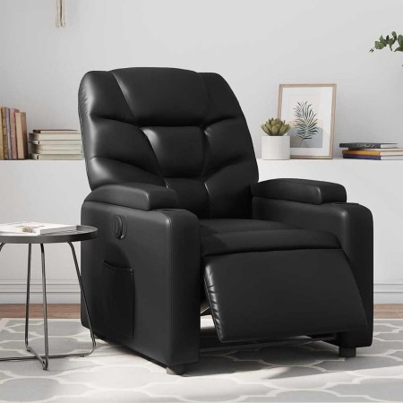 Sillón reclinable eléctrico de cuero sintético negro en Sillones | Comprar online en Foru.es