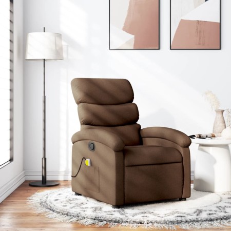 Sillón reclinable con masaje de tela marrón de , Sillones - Ref: Foro24-371705, Precio: 207,26 €, Descuento: %