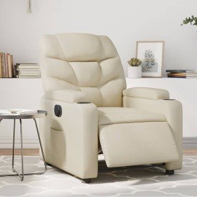 Sillón reclinable eléctrico de cuero sintético crema en Sillones | Comprar online en Foru.es