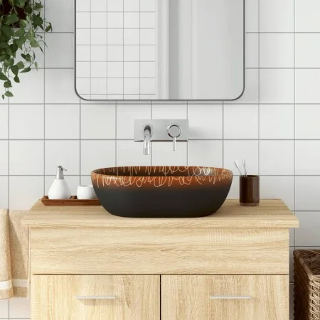 Black orange ceramic oval countertop sink 47x33x13cm by , Sinks - Ref: Foro24-155069, Price: 103,29 €, Discount: %