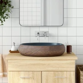 Brown and blue ceramic oval countertop sink 59x40x15cm by , Sinks - Ref: Foro24-155081, Price: 136,84 €, Discount: %