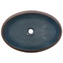 Lavabo sobre encimera ovalado cerámica marrón y azul 59x40x15cm de , Lavabos - Ref: Foro24-155081, Precio: 138,71 €, Descuent...