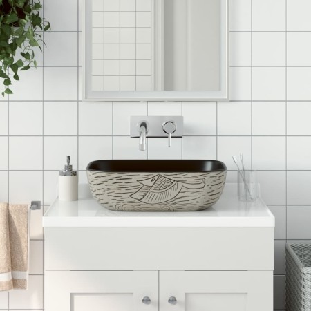 Lavabo encimera rectangular cerámica gris negro 48x37,5x13,5 cm de , Lavabos - Ref: Foro24-155097, Precio: 107,74 €, Descuent...