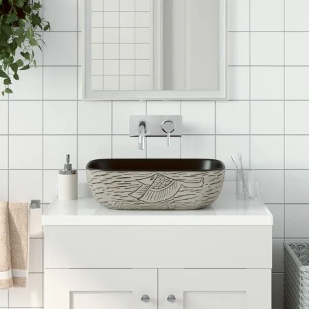 Rectangular countertop washbasin gray black ceramic 48x37.5x13.5 cm by , Sinks - Ref: Foro24-155097, Price: 106,44 €, Discoun...