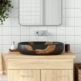 Lavabo sobre encimera ovalado cerámica negro 59x40x14 cm de , Lavabos - Ref: Foro24-155106, Precio: 146,16 €, Descuento: %