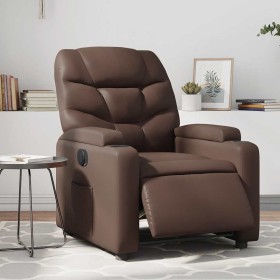 Sillón reclinable eléctrico de cuero sintético marrón en Sillones | Comprar online en Foru.es