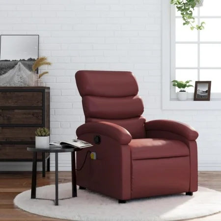 Sillón de masaje reclinable cuero sintético rojo tinto de , Sillones - Ref: Foro24-371724, Precio: 187,10 €, Descuento: %
