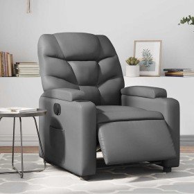 Sillón reclinable eléctrico de cuero sintético gris en Sillones | Comprar online en Foru.es