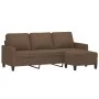 Sofá de 3 plazas con taburete de tela marrón 180 cm de , Sofás - Ref: Foro24-3201040, Precio: 346,97 €, Descuento: %