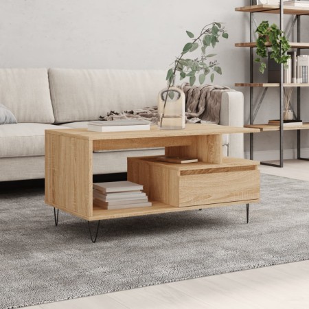 Mesa de centro madera contrachapada roble Sonoma 90x49x45 cm de , Mesas de centro - Ref: Foro24-831023, Precio: 75,55 €, Desc...